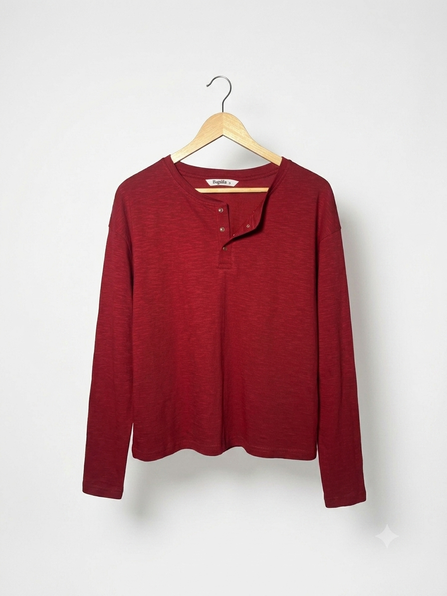 Cropped Loose fit Henley Shirt