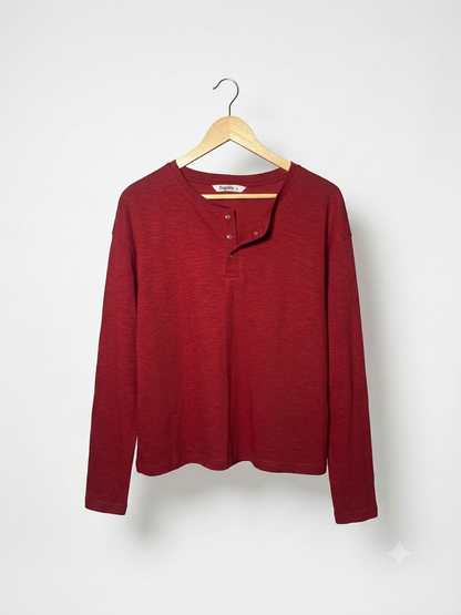 Cropped Loose fit Henley Shirt