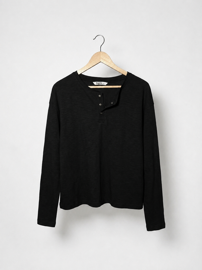 Cropped Loose fit Henley Shirt