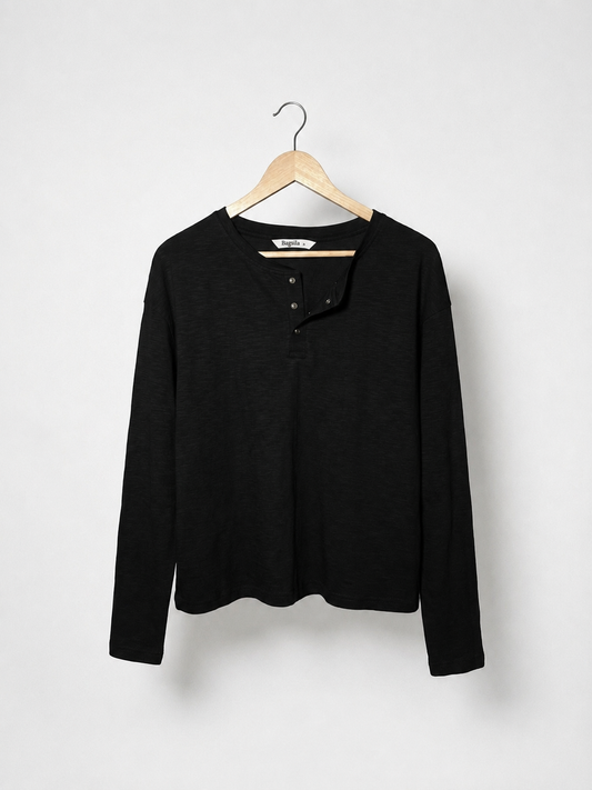Cropped Loose fit Henley Shirt