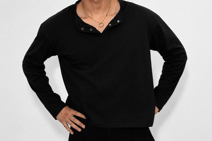 Cropped Loose fit Henley Shirt