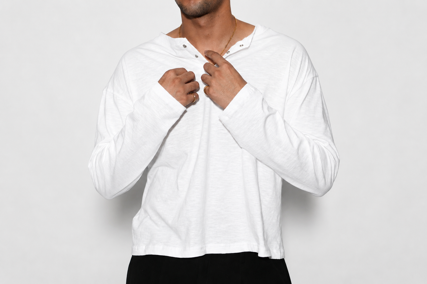 Cropped Loose fit Henley Shirt