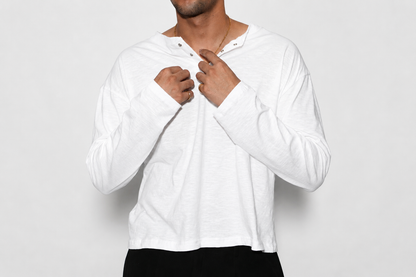 Cropped Loose fit Henley Shirt