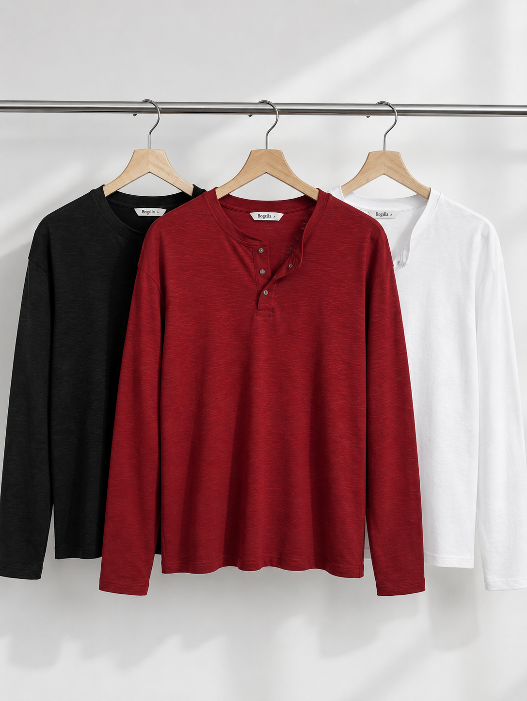 Cropped Loose fit Henley Shirt - [Pack of 3]