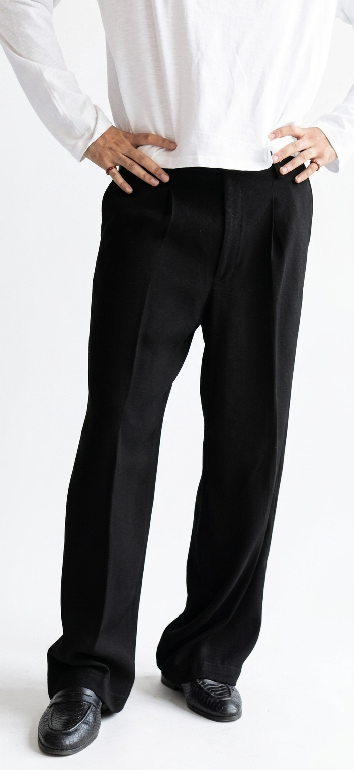 Black Single Pleat Trousers